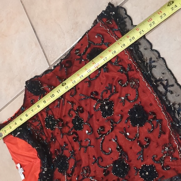 Cache Red & Black Beaded Layered Tank Top Size Medium - Picture 3 of 5